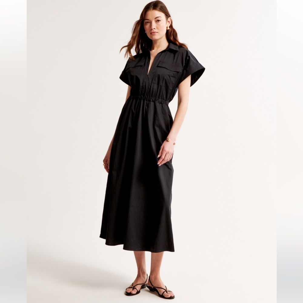 Abercrombie & Fitch Black Midi Dress